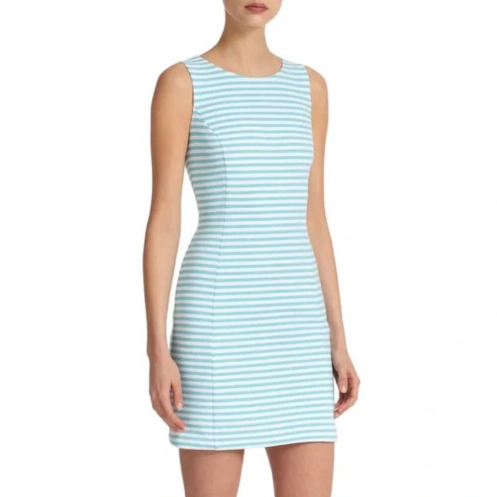 Lilly Pulitzer Shorely Blue & White Ottoman Stripe Cut Out Dress - Size Small